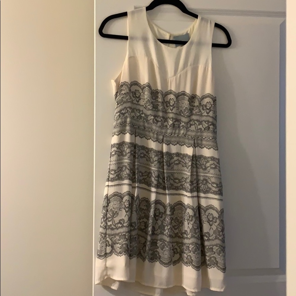 Skies Are Blue size medium white gray illusion lace A-line dress spring summer
